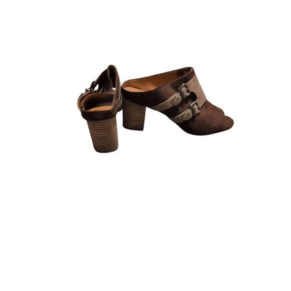 Brown Open-Toe Heeled Sandals with Buckle Details Women’s Size 10 - Picture 3 of 3
